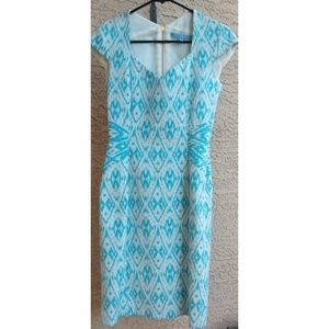 Antonio Milani Lined Zip Dress Turquoise Sz 0